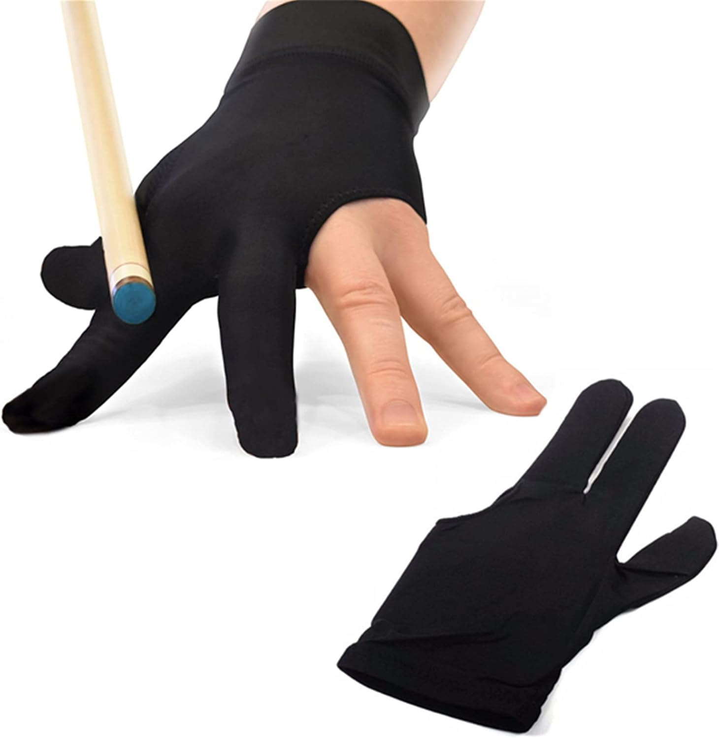 1 pair Snooker Billiard Cue Glove, 3 Fingers Show Gloves for Billiard