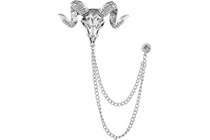 WCRAZYE Vintage Animal Tassel Chain Pin Brooch for Men Women Rhinestone Collar Chain Pin Punk Cool Sheep Eagle Tiger Lion Wolf Chain Pin Brooch for Men's Corsage Pin Jewelry Gift