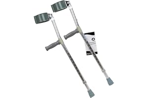Dynarex Forearm Crutches-Adult, Height Adjustment for Arm and Leg, Comfortable Hand Grips and Molded Arm Cuff, 300 lb Weight Capacity, Grey, 1 Pair