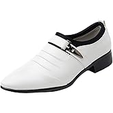Men's Strap Buckle Slip-on Dress Loafers Shoes Formal Tuxedo Leather Shoes for Male Business Work Office