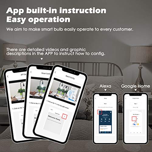 Melpo Smart Light Bulb 90W Equivalent, WiFi Dimmable LED Light Bulbs, A19 Daylight Led Lights for Room,5700K, E26 Base, Compatible with Alexa, Google Home Assistant, No Hub Required (4 Pack) - Thumbnail 6