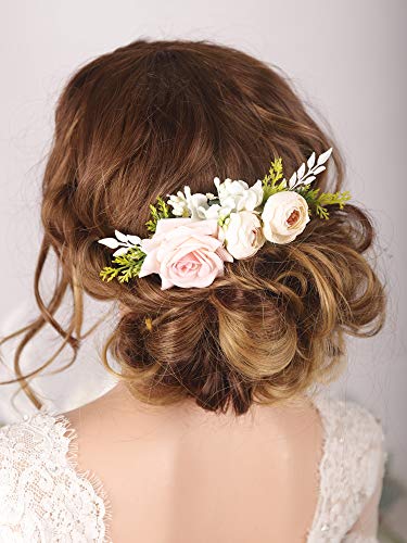 Kercisbeauty Floral Bridal Boho White Hair Comb Photo Shoot Hair Wreath Crown Spring Wedding Hair Piece Barrette Prom Girl