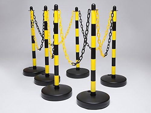 Plastic Chain, Plastic Post, Rubber Base Sets = 25M Chain + 10 Posts & Bases (Yellow/Black Plastic Base Set)