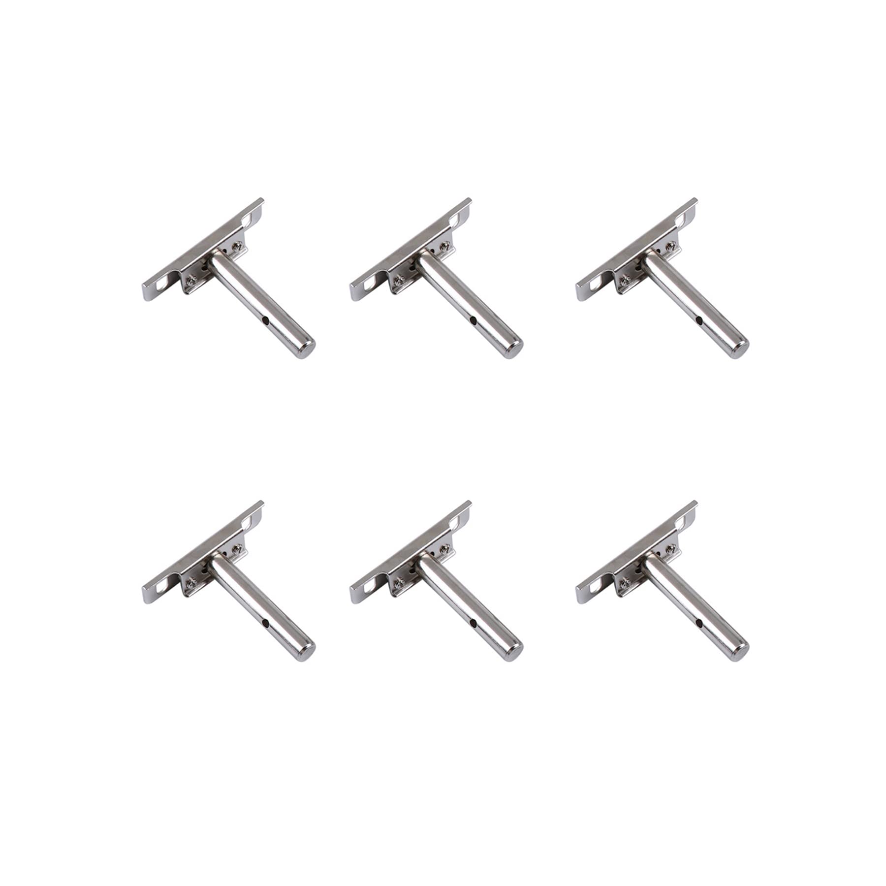 LIKERAINY Heavy Duty Concealed Floating Shelf Support 12x79mm Adjustable Bracket Invisible Wood Shelves T Brackets Wall Mounted Steel Nickel Plated 6 Pieces