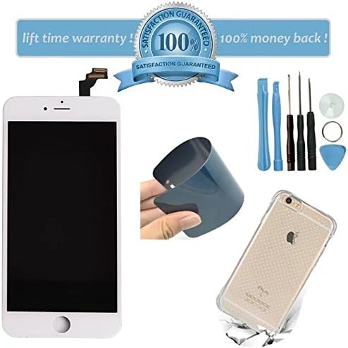 ElecAir AAA Quality Touch Screens to Fix Broken Panel / Display in Apple,Replacement LCD w/ Digitizer Assembly for iPhone 6 Plus 5.5" in White , Free TPU Case Repair Tools Kit Nano Soft Tempered Glass