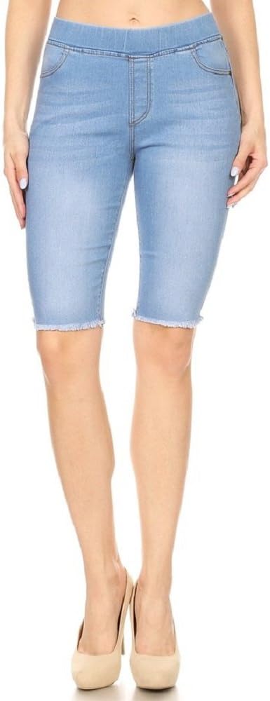 Women's High Waisted Stretchy Pull-On Skinny Denim Jegging & Bermuda Shorts