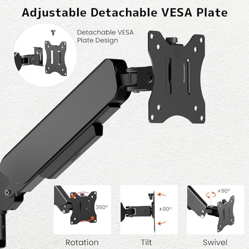 PUTORSEN Dual Monitor Wall Mount for 17-32 inch Flat/Curved Computer Screens, Full Motion Wall Monitor Mount with VESA 75x75/100x100 mm, Each Holds Up to 19.8lbs, Black