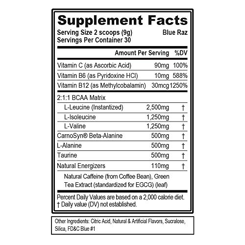 Evlution Nutrition BCAA Anytime Energy Powder Pre Workout Powder with