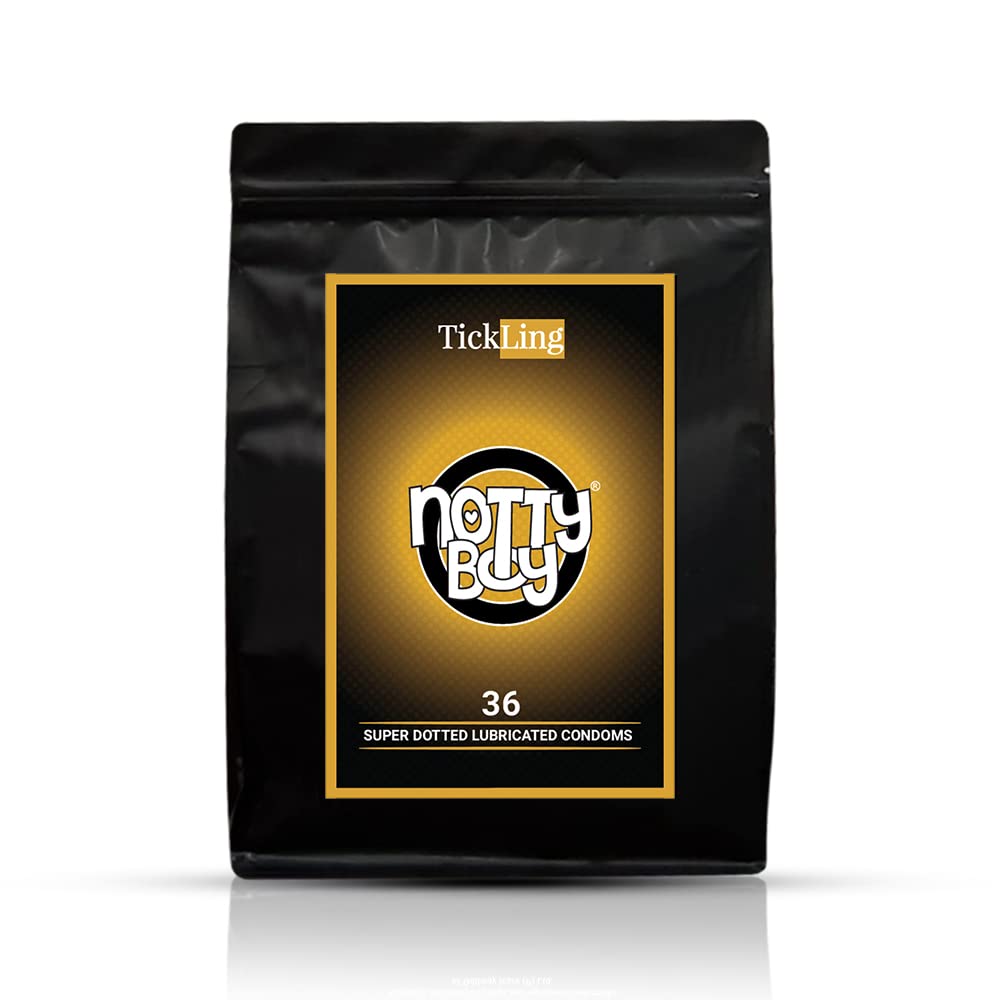 NOTTY BOY Extra Dotted Condoms for Men – 36 Units | 1500 Dots Textured Design for Enhanced Feel with Natural Latex