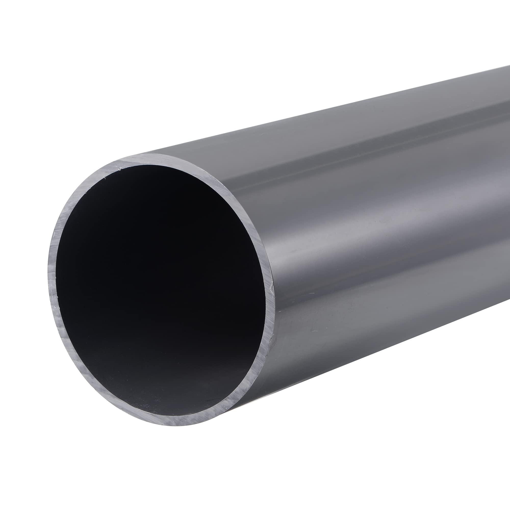 sourcing map PVC Rigid Round Pipe 101.6mm ID 110mm OD 0.33m Light Grey High Impact for Water Pipe,Crafts