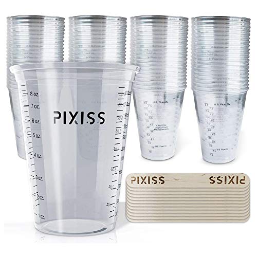 Disposable Epoxy Resin Mixing Cups with Measurements (100Pack) Pixiss