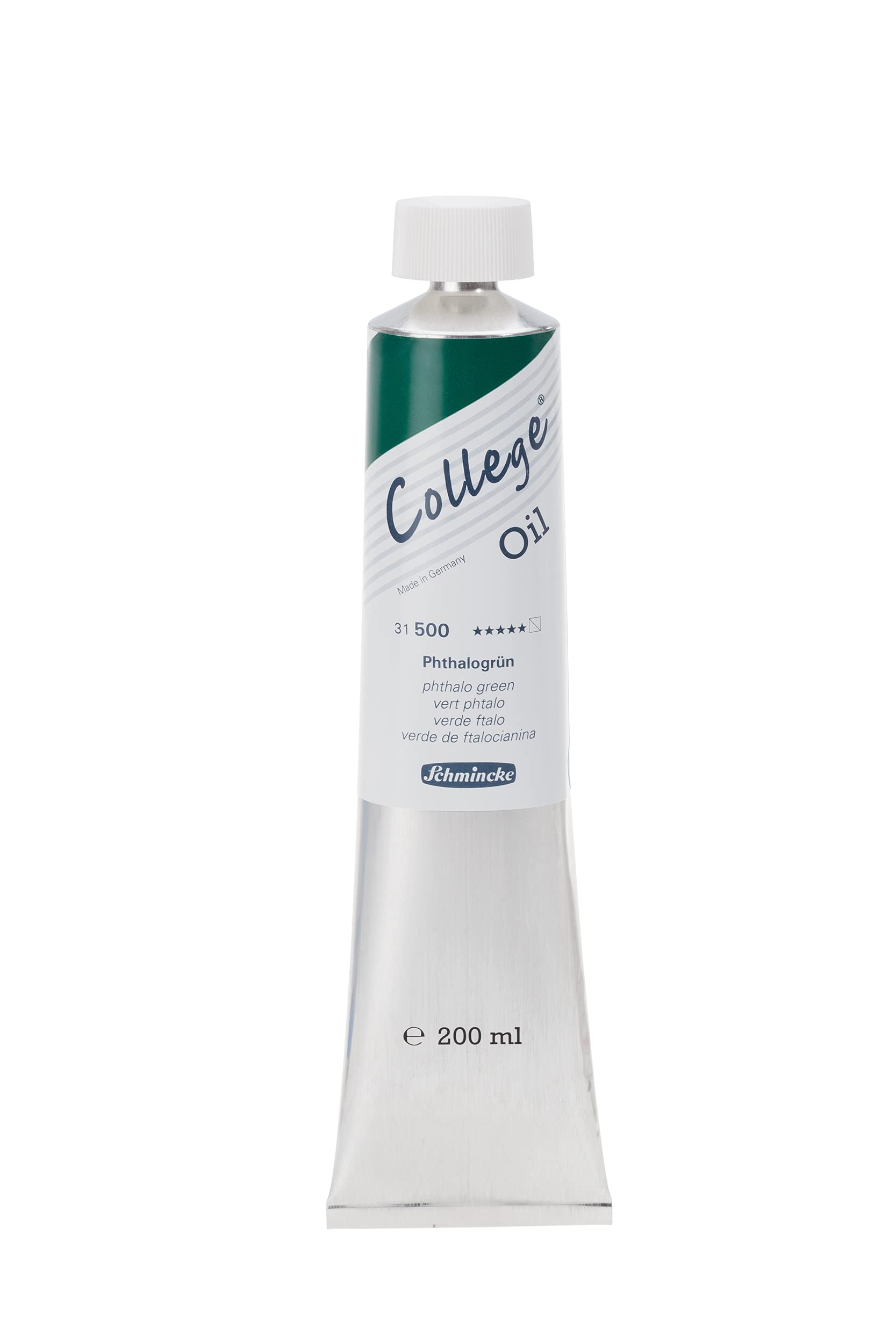Schmincke - College® Oil, Phthalo green in 200 ml tube, 31500015, Artists' oil colours, proven artists' pigments and natural vegetable oils, good lightfastness