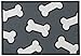 PetRageous 10216 Scattered Bones Tapestry Non-Skid Machine Washable Dog Placemat for Pet Feeding Areas with Rubber Backing 13-Inch by 19-Inch for Dogs, Grey