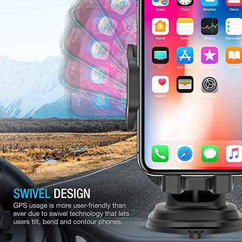 Car Phone Mount,Cell Phone Holder for Car Dash Windshield Dashboard Universal 360Â°,Strong Sticky Suction, One Button Release Car Cradle,Universal Smartphone Car Mount Holder Cradle for any smart phone