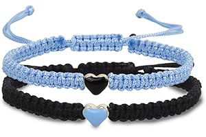 By Isla Jewelry Set of 2 Colorful Heart Beaded Matching Bracelets for Couples and Friendships | Adjustable Couple Bracelets set | Friendships Bracelets set | Couples Gift for Anniversary | Best Friend Bracelets | Gift for Boyfriend Girlfriend | Valentines Gifts | Long Distance Bracelets for Partners