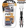 BIC Flex 5 Hybrid Men’s 5-Blade Disposable Razor, 1 Handle and 6 Cartridges , Black , 7 Piece Set