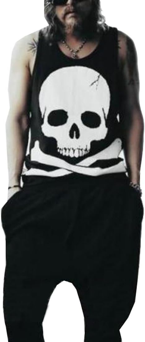 Tomteamell Mens Hip Hop Tees Street Tank Tops Skull Tshirts