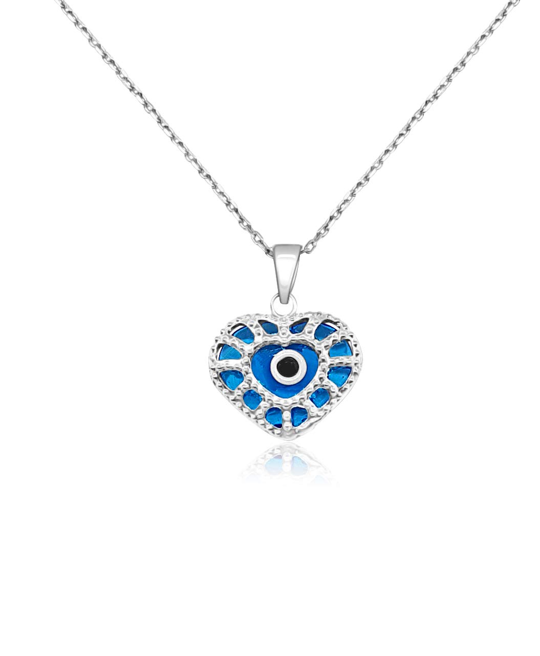 MYSTIC JEWELS By Dalia - Evil Eye Crystal and 925 Sterling Silver Necklace - Turkish Eye