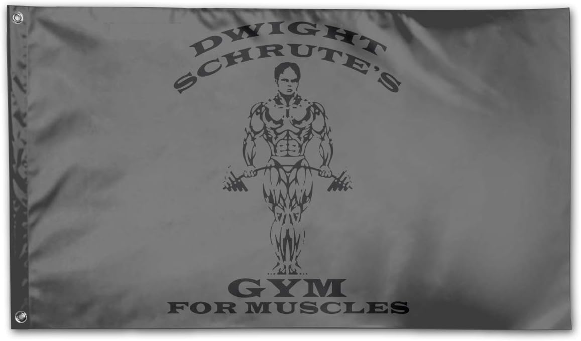 WINDST Personalized Dwight Schrute's Gym for Muscles Logo Garden Flag 3x5 ft Outdoor Garden Decorative Banner Black