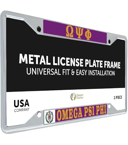 Amazon.com: Desert Cactus Omega Psi Phi License Plate Frame Que