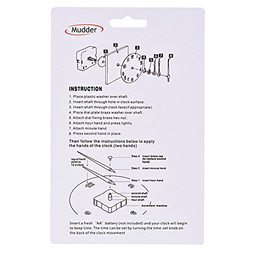 Mudder Quartz Wall Clock Movement Mechanism Golden Hands 3/ 25 Inch