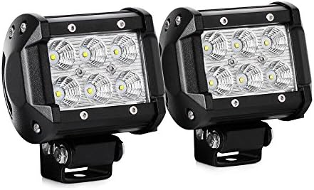 LED Light Bar Velonny 2Pcs 4Inch 18W LED Pod Flood Beam 60 Degree Waterproof Off-road Van ATV SUV Jeep Boat Driving Lamp