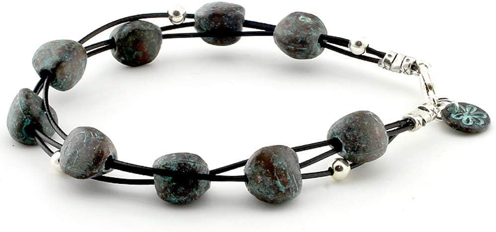 Fiona Dane Pebble Bracelet with Sterling Silver - Aged Copper Finish - Stone Bracelet