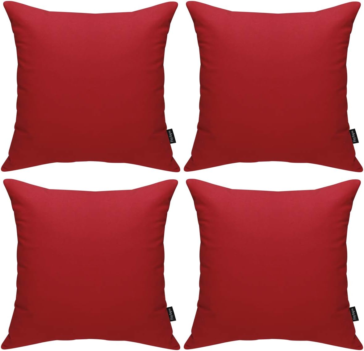 Faylapa 4 Pcs Red Canvas Cotton Pillow Covers,18 x 18 inch Solid Decorative Throw Pillow Cases,Christmas Living Room Car Office Decoration (Case ONLY)
