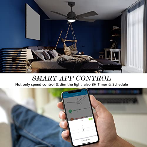 SMAAIR Smart WiFi LED Ceiling Fan, 52inch Plywood Outdoor Smart Ceiling Fan with Remote, App