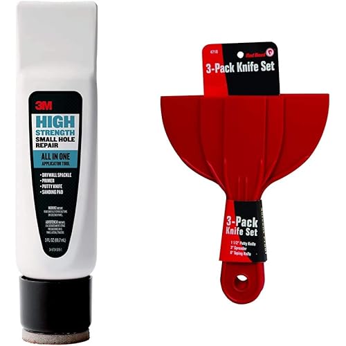 3M High Strength Small Hole Repair, All in One Applicator Tool & Red Devil 4718 3-Piece Plastic Knife Set