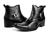 Delli Aldo Men Ankle Boots Shoes Italian Style Buckle Zippered Black
