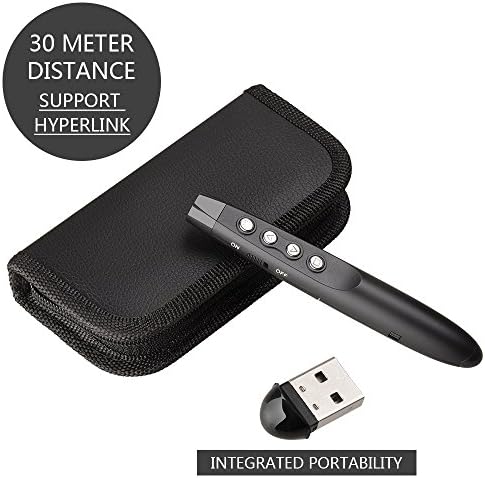 Swenky Wireless Presenter, RF 2.4GHz PowerPoint Clicker Presentation Presenter Remote Control USB Laser Pointer(Black)