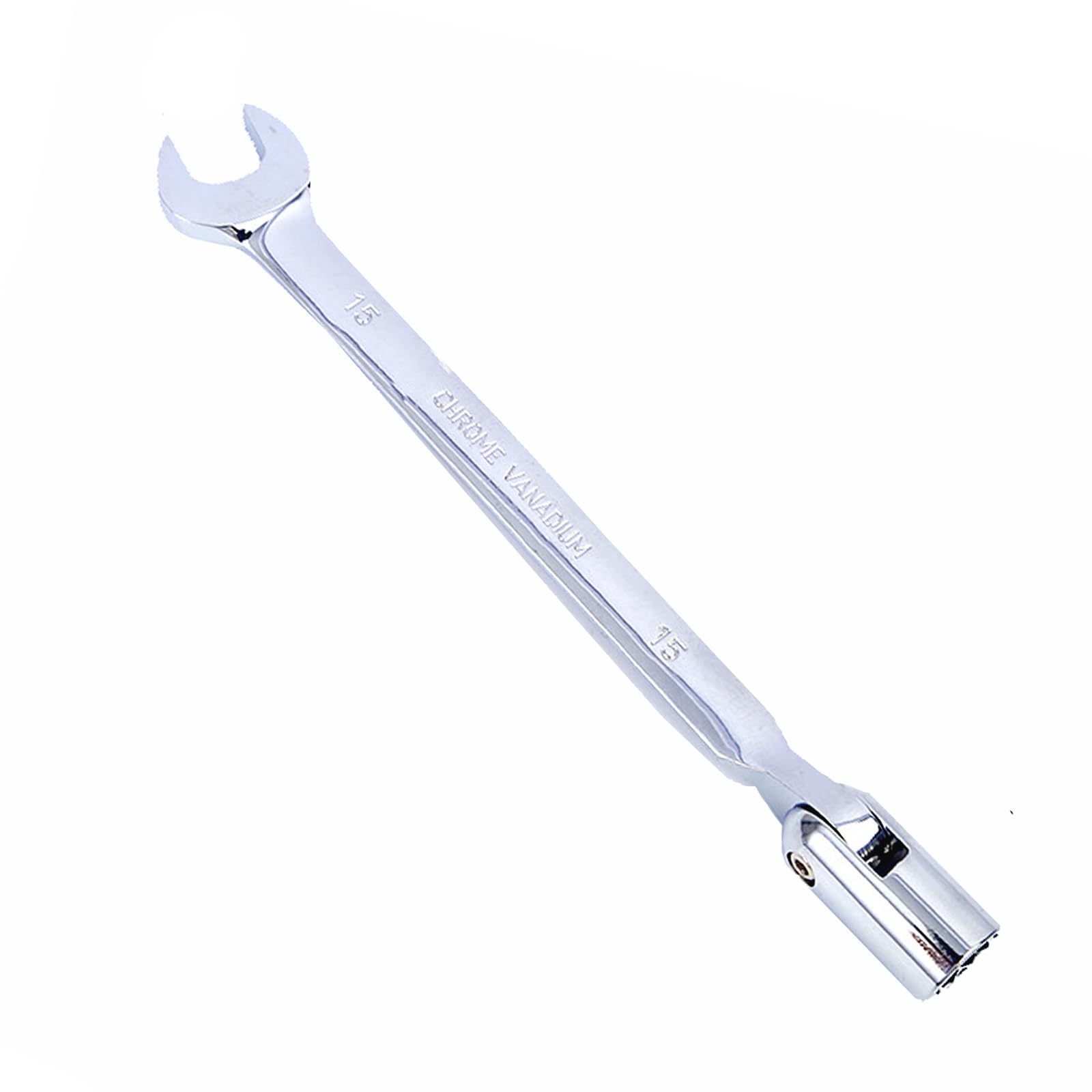 Vokenforu 15mm Socket Spanner, Ratchet Combination Wrench, Hardened Chrome Vanadium Steel Open End Spanner Metric