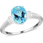 Blue Topaz Ring in 925 Sterling Silver Birthstone Rings for Women - Promise Cute Sparkling Fashion Statement Jewelry Shine Her- Anniversary Engagement Wedding Birthday Christmas Gifts for Women