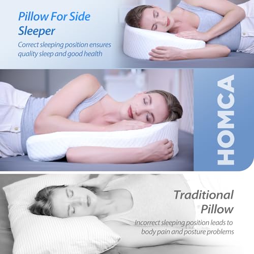 HOMCA Side Sleeper Pillow Ergonomic Pillow Side Memory Foam U Shape Washable Pillow Case