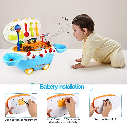 image for ZJTL Toddler Fishing Boat Toy, Funny Fishing Game, with Wheeled,Movabl
