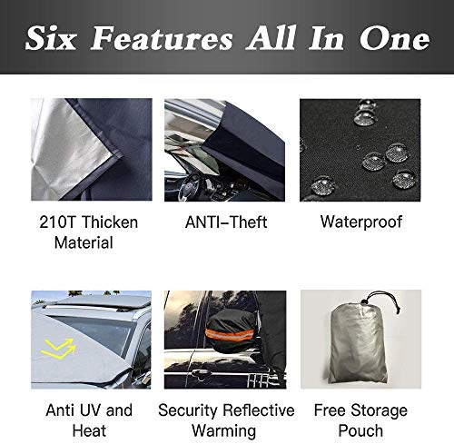 2019 Upgrade Version Car Windshield Snow Cover, Extra Large 87"x 50" 3 Layers Material Windscreen Protection Ice Removal Wiper Visor Sun Shade Protector for Most Vehicles Cars Trucks Vans and SUVs