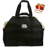Cougar Ultimate 2 Handle Log Carrier - Extra Heavy Duty, Standing, Waterproof Lined Firewood Tote, Bag Best For Carrying Wood (Black)