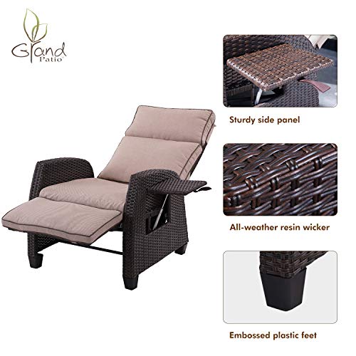 Grand Patio Lounge Chairs Outdoor Indoor Resin Wicker Reclining Cushion