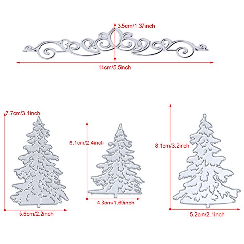 Kabi 9pcs Metal Cutting Dies with Flowers Leaves Pine Trees Crown Lace Stencil Set, Embossing Die Cuts for DIY Scrapbook Album Craft Decorations Card Making (Silver)