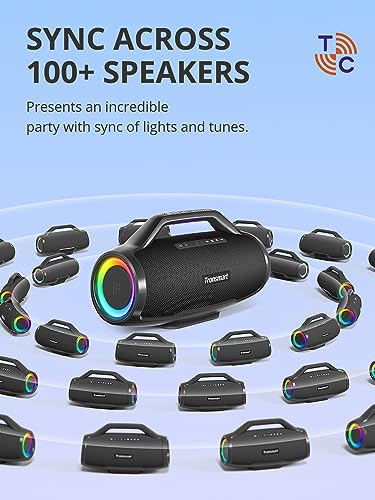 Tronsmart Bang MAX Bocina Bluetooth de 130W, IPX6 Resistente al Agua, Altavoz Luces RGB, 24 hrs de reproducción, App, EQ Karaoke TuneConn