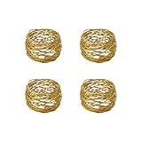 Klikel Gold Napkin Rings - Set of 4 Napkin Holders - Round Mesh Design - Wedding Christmas Holiday Napkin Rings - Table Décor
