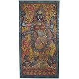 Maa Kali Hand Carved Teak Wood Wall Art Relief Panel, Wall Hanging ,Barn Door ,Wall Sculpture