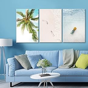 3 Panel Palm Tree and Tropical Beach in Summer Gallery 16 x24 x 3 Panels