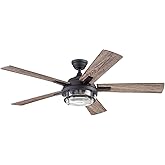 Prominence Home Freyr, 52 Inch Indoor Outdoor LED Ceiling Fan with Light, Remote Control, Dual Mounting Options, 5 Dual Finis