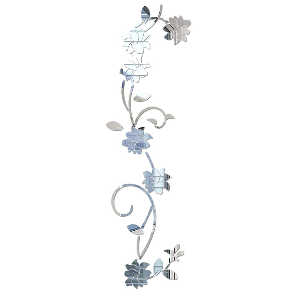 LELE Life Acrylic Wall Stickers Vine Flower Pattern Wall Stickers Home Living Room Bedroom Decor Silver