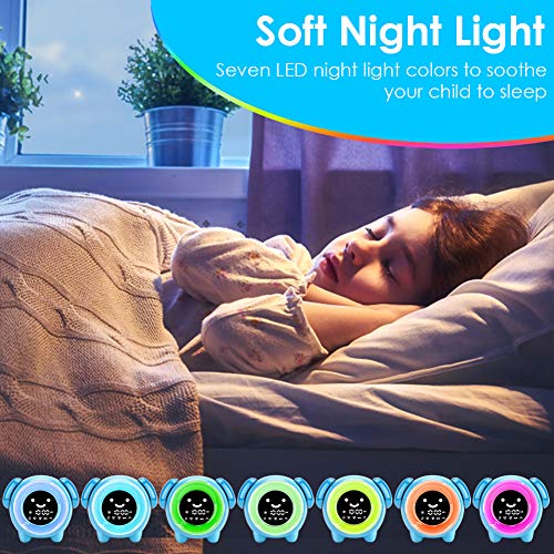 KNGUVTH Kids Alarm Clock, Updated Version Sleep Training Kids Clock