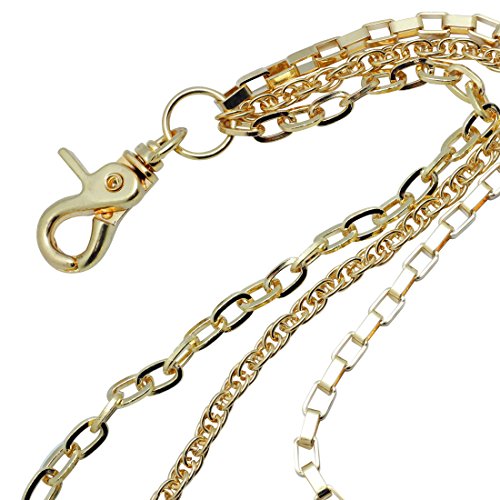 Uniqsum Simple Slim Triple wallet chain Swivel Trigger snap Lightweight Biker Punk Key chain (Gold)