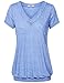 Jazzco T Shirts for Women, Women's Summer Short Fashionable Sleeve Plus Size Elastic Leisure Loose Fitting Flare Tops(Blue,XX-Large)
