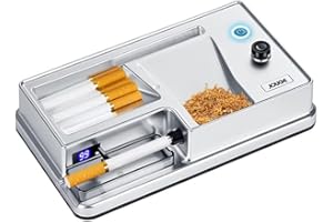 JOUGE Automatic Cigarette Rolling Machine Electric with Automatic Counter Tobacco Injector Roller Machine Portable for King/Regular Size Tubes 0.31'' 8mm (Silver)